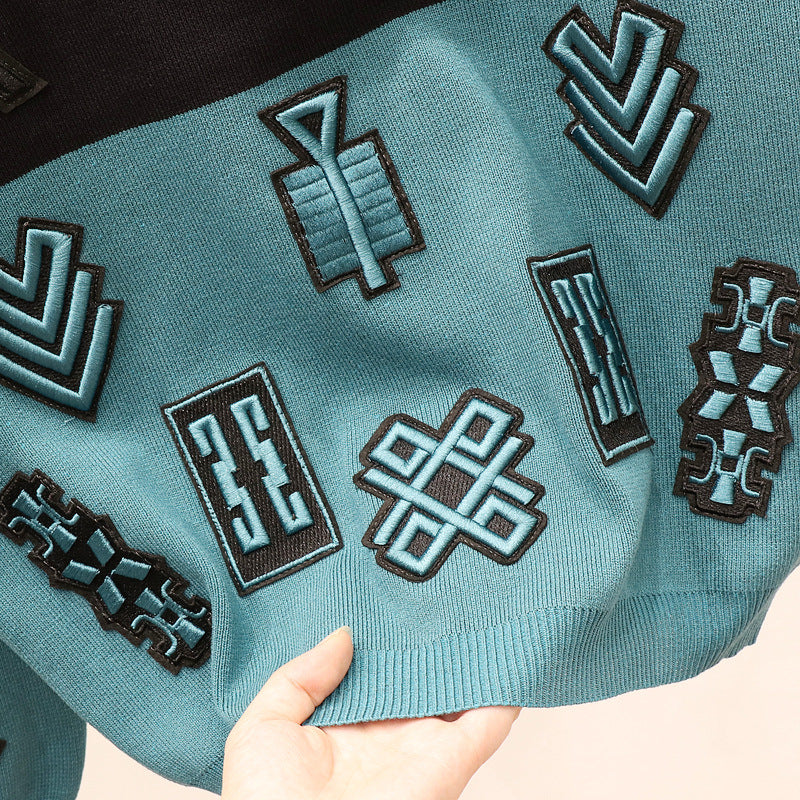 Contrast knitted suit