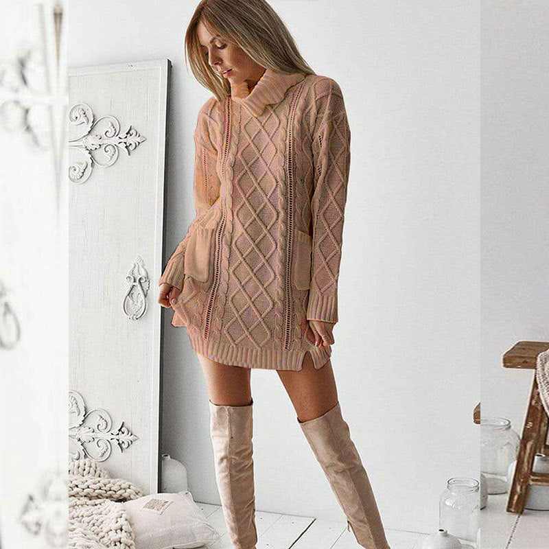 Twist retro knitted turtleneck knitted sweater