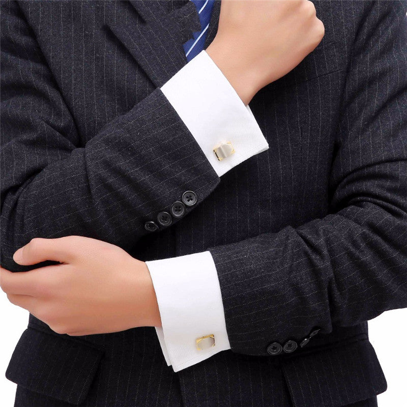 Real Gold Plating Two-color French Cufflinks Business Wedding Shirt Cufflinks Saor Style