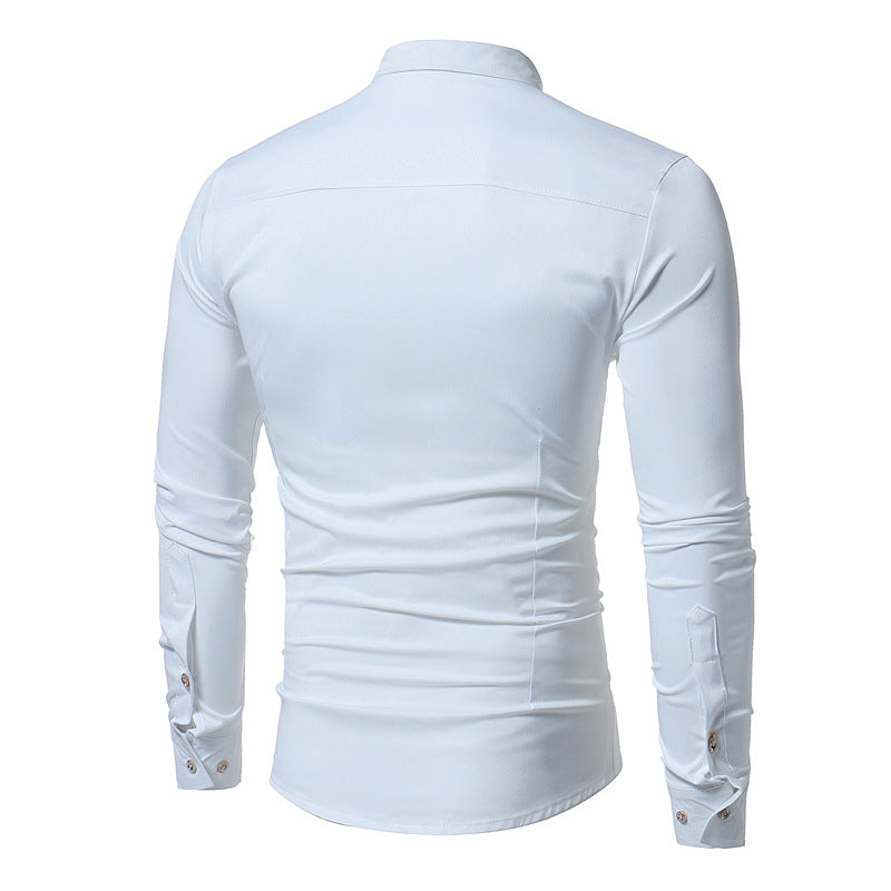 Royal Blue Wedding Tuxedo Shirt Men Brand Fashion Slim Fit Long Sleeve Mens Dress Shirts Business Casual Chemise Homme Saor Style