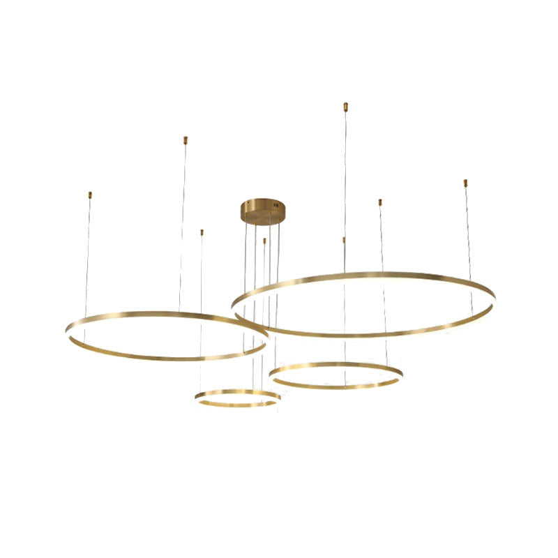 Nordic Modern Copper Circle Chandelier Atmospheric Light Luxury Living Room GND Products