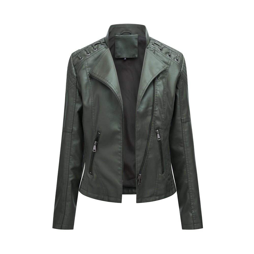 Women's Leather Jackets Women's Short Jackets Slim Thin Leather Jackets Ladies Motorcycle Suits Saor Style