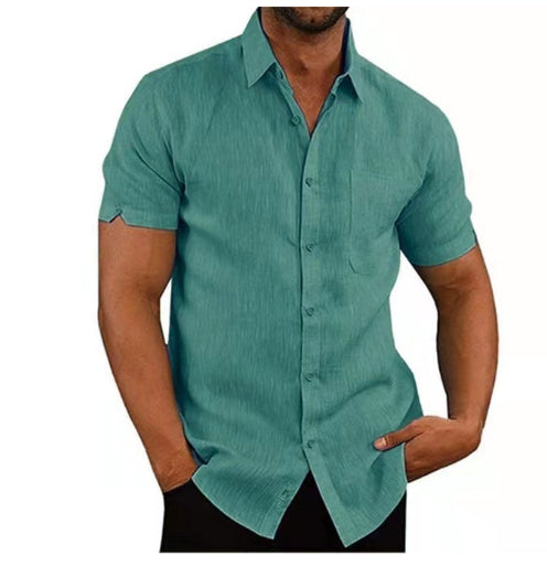 Men Short Sleeve Summer Solid Shirts Casual Loose Tops Tee Saor Style