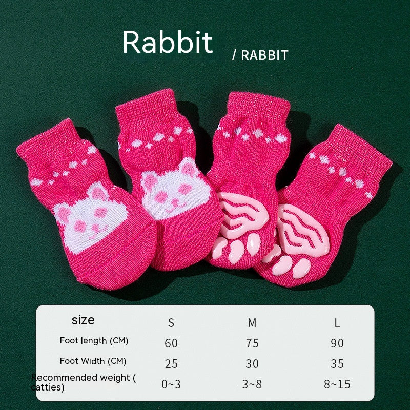 High Quality Non-slip Sole Socks Teddy Corgi Cat Supplies 4 Pack Saor Style