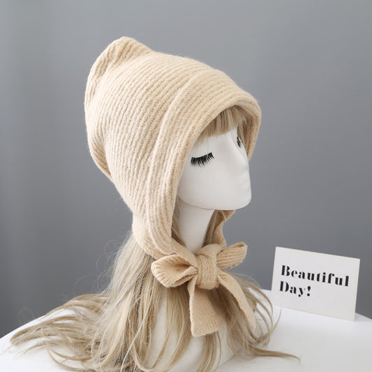 Red Hat Ear Protector Knitted Knitted Yarn