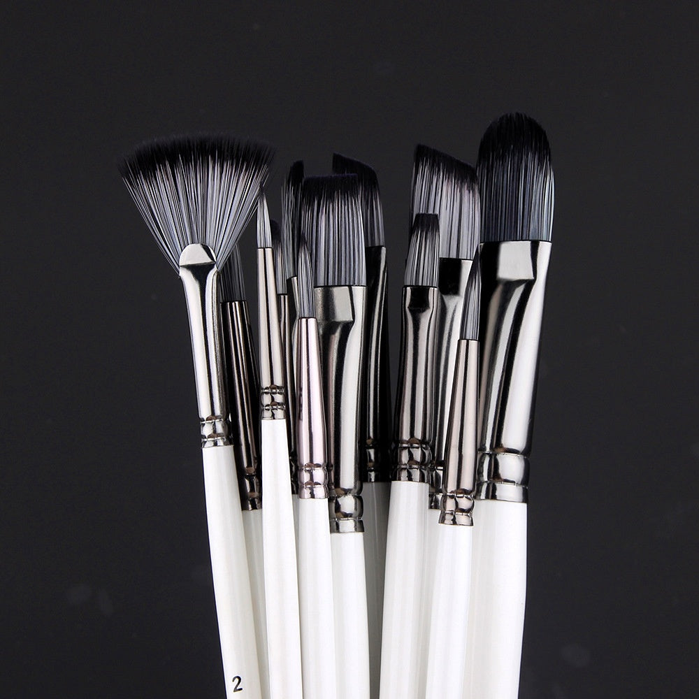 Full Set Nylon Hair Brush Watercolor Acrylic Painting Brush 12 PCs Suit Art Supplies GND Products