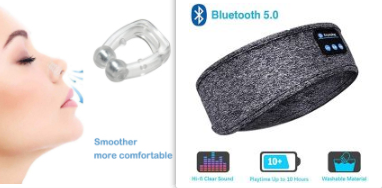 Wireless Bluetooth Sleeping Headphones Headband Thin Soft Elastic Comfortable Music Ear Phones Eye Mask For Side Sleeper Sports GND Products