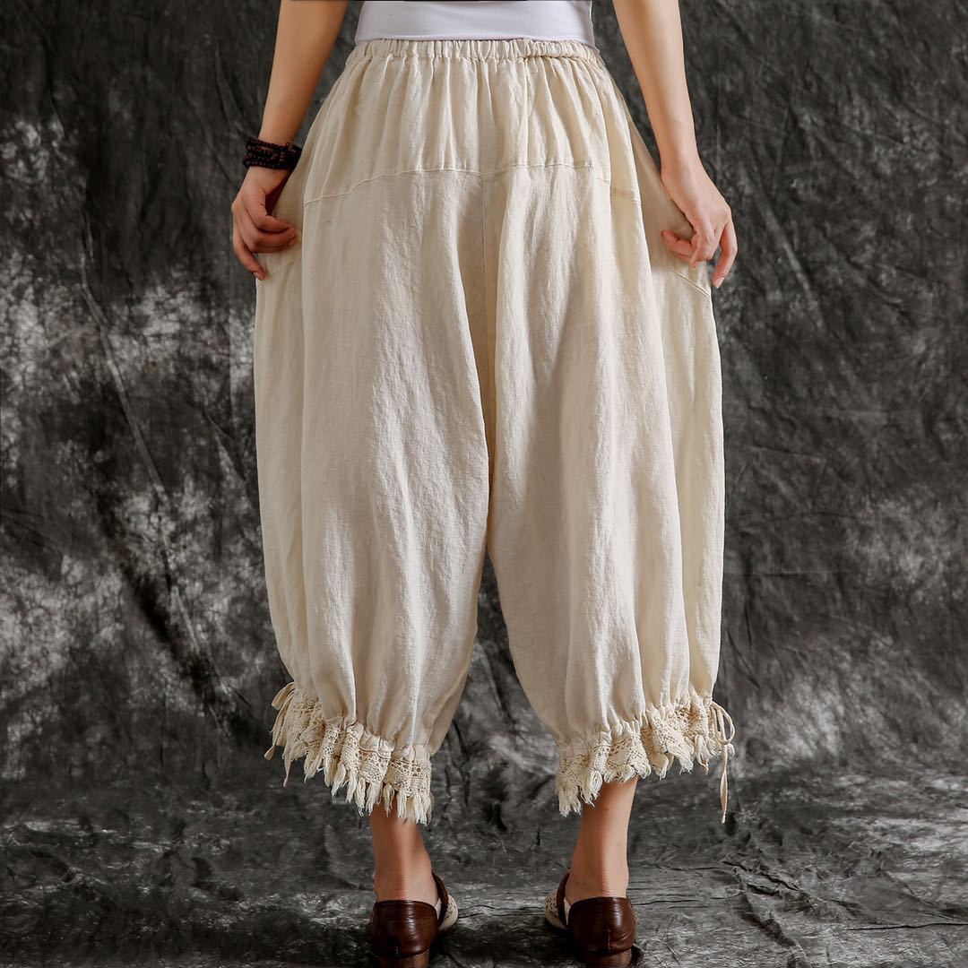 Women's Cotton And Linen Casual Pants Loose Versatile Summer Thin Lantern Trousers Saor Style