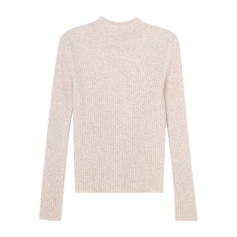 Womens Half High Collar Wool Knitted Bottoming Shirt