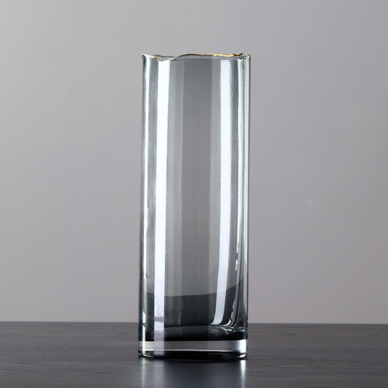 Nordic Minimalist Glass Vase With Gold Edge Saor Style