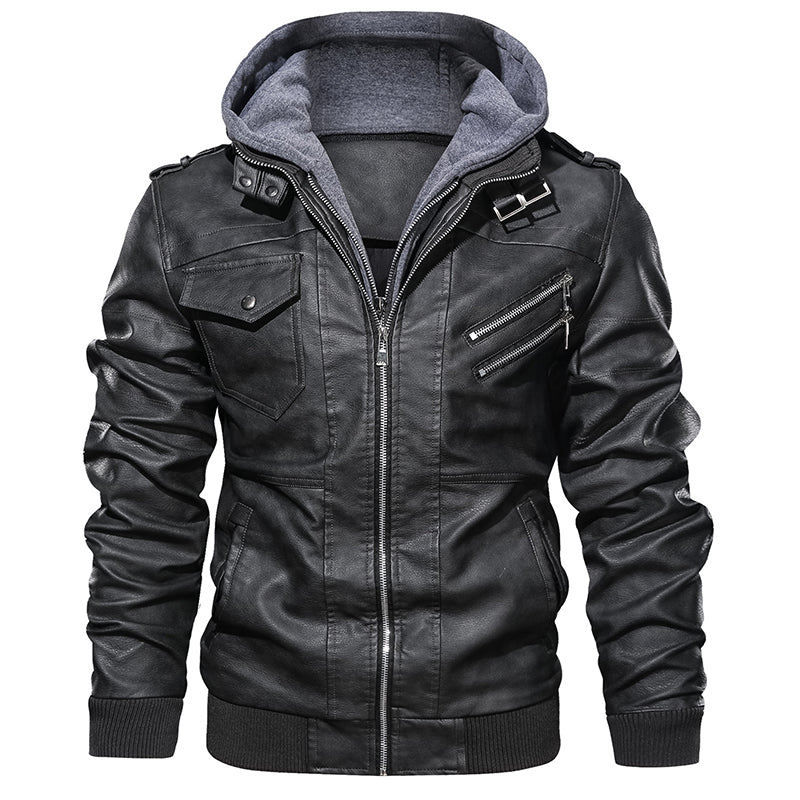 New Men Leather Jackets Autumn Casual Motorcycle PU Jacket Biker Leather Coats weathered look