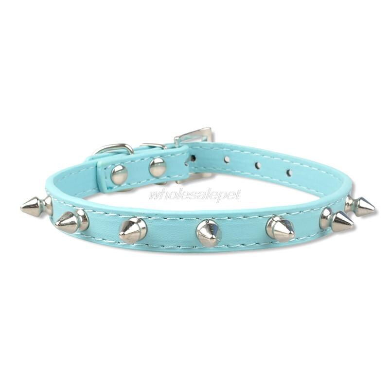 Cute Rivets Studded Dog Collar Puppy Cat Cyan Ganymede