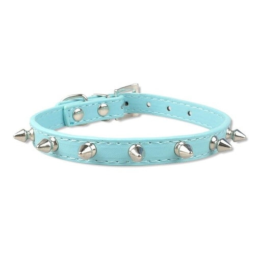 Cute Rivets Studded Dog Collar Puppy Cat Cyan Ganymede