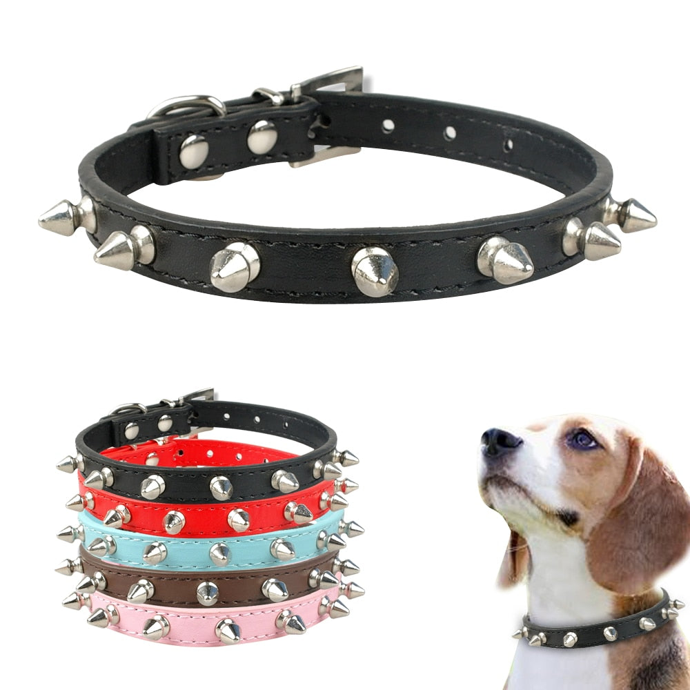 Cute Rivets Studded Dog Collar Puppy Cat Cyan Ganymede