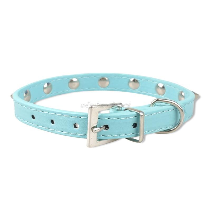 Cute Rivets Studded Dog Collar Puppy Cat Cyan Ganymede