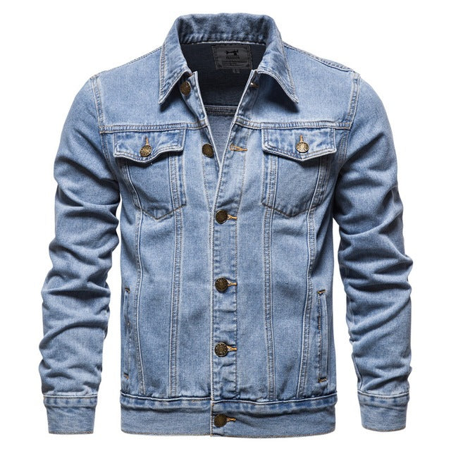 Jacket Men Casual Blue Lapel Jeans Jackets Quality Denim