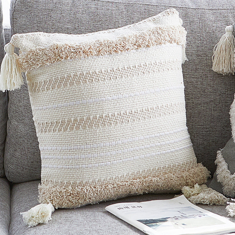 Moroccan tufted geometric tassel pillowcase