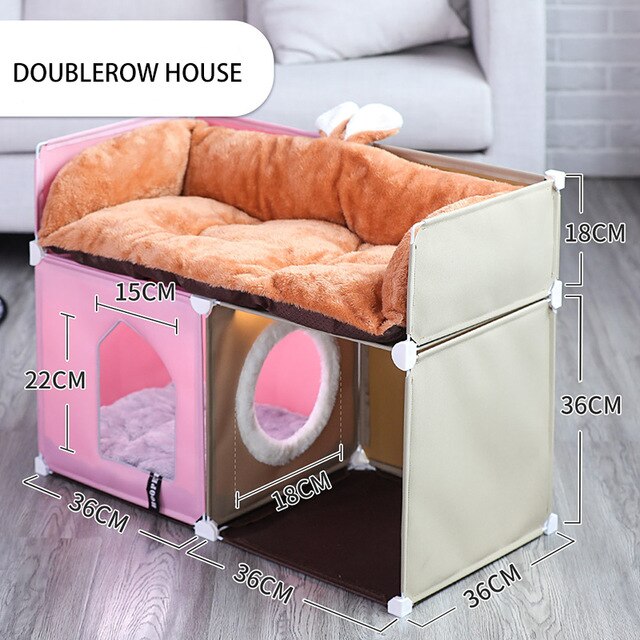 Winter Warm Pet House Double-Storey Pet Villa Fully Enclosed Saor Style