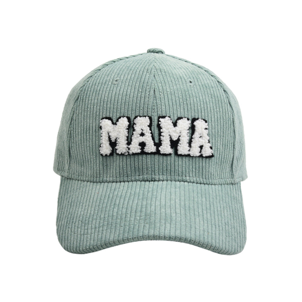 Letter MAMA Embroidered Corduroy Baseball Cap Cap Female Parent-child Style
