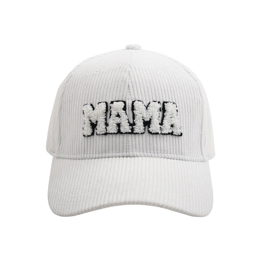 Letter MAMA Embroidered Corduroy Baseball Cap Cap Female Parent-child Style