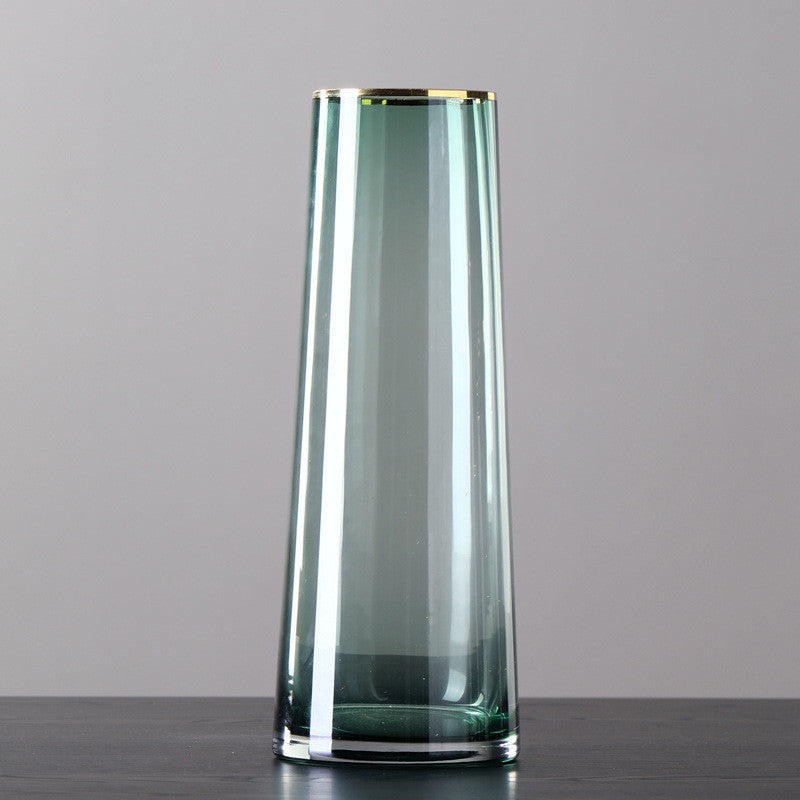 Nordic Minimalist Glass Vase With Gold Edge Saor Style