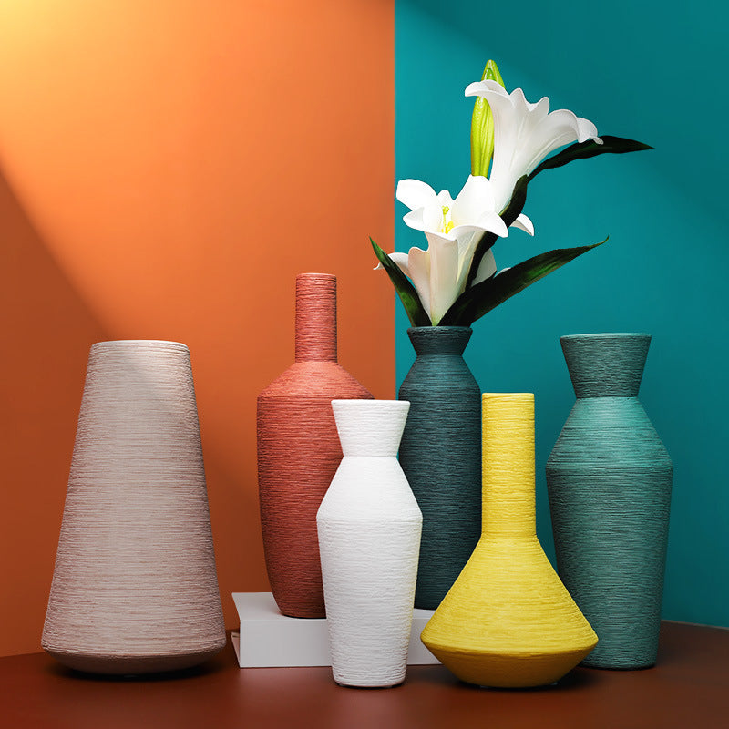 Colourful Morandi Brushed Ceramic Vase