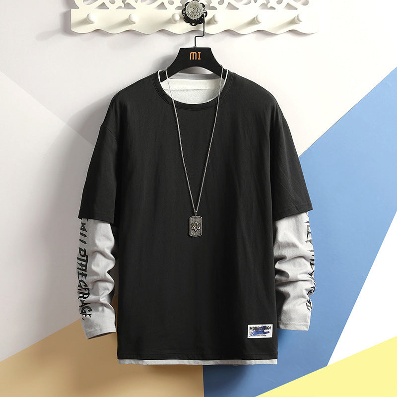Fake two printed round collar T-shirts Saor Style
