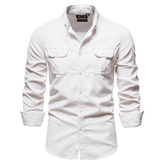 Shirts For Men Wear Shirt College Tops Longsleeve Blue Saor Style