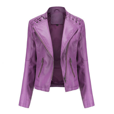 Women's Leather Jackets Women's Short Jackets Slim Thin Leather Jackets Ladies Motorcycle Suits Saor Style