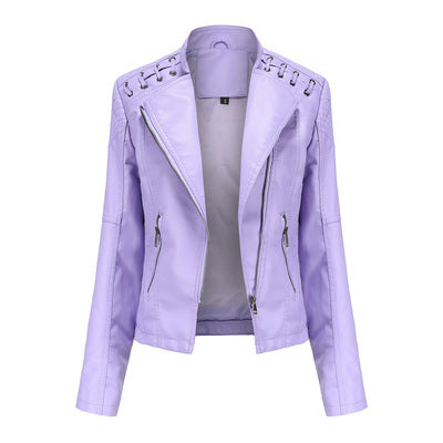Women's Leather Jackets Women's Short Jackets Slim Thin Leather Jackets Ladies Motorcycle Suits Saor Style