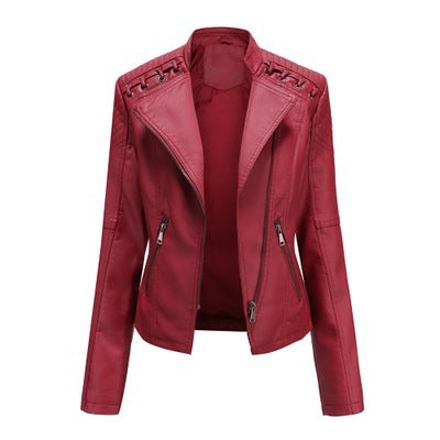 Women's Leather Jackets Women's Short Jackets Slim Thin Leather Jackets Ladies Motorcycle Suits Saor Style