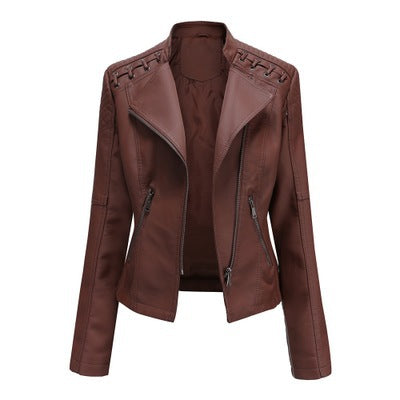 Women's Leather Jackets Women's Short Jackets Slim Thin Leather Jackets Ladies Motorcycle Suits Saor Style