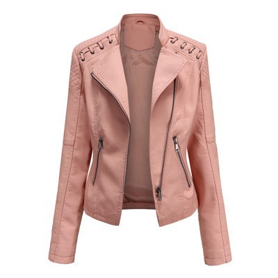 Women's Leather Jackets Women's Short Jackets Slim Thin Leather Jackets Ladies Motorcycle Suits Saor Style