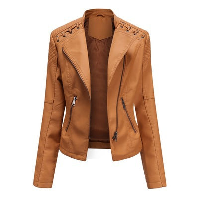 Women's Leather Jackets Women's Short Jackets Slim Thin Leather Jackets Ladies Motorcycle Suits Saor Style