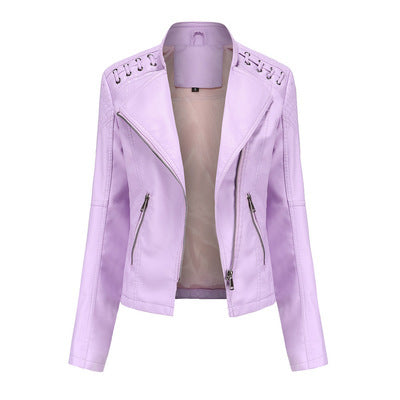 Women's Leather Jackets Women's Short Jackets Slim Thin Leather Jackets Ladies Motorcycle Suits Saor Style