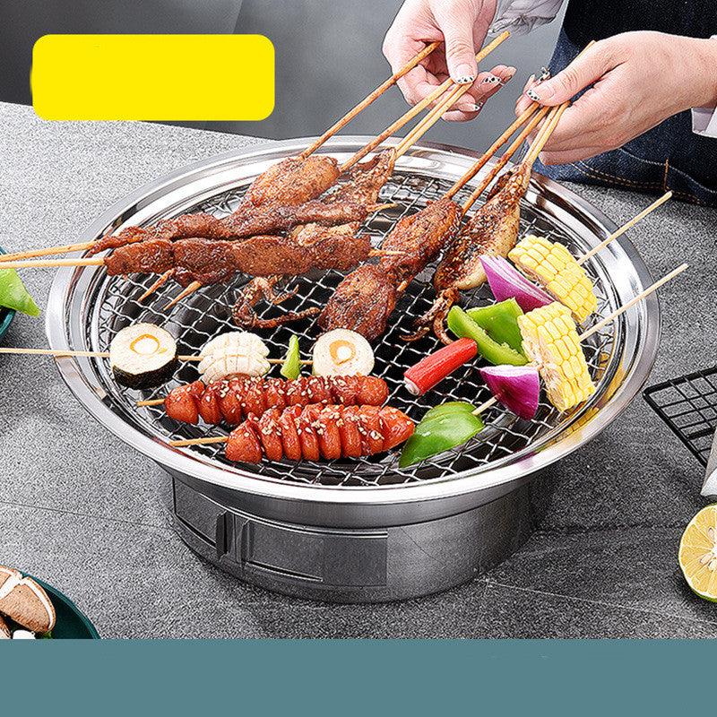 Stainless Steel Charcoal Barbecue Grill Korean Non-stick Barbecue Grills Portable Outdoor BBQ Grill Round Carbon Barbecue Stove GND Products