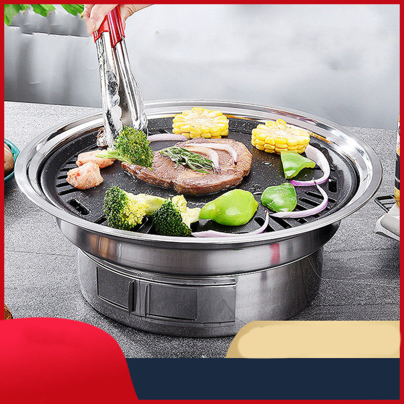 Stainless Steel Charcoal Barbecue Grill Korean Non-stick Barbecue Grills Portable Outdoor BBQ Grill Round Carbon Barbecue Stove GND Products