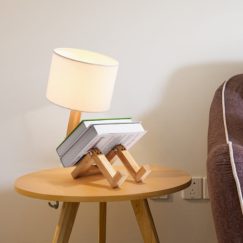Wooden Table Lamp, Bedside Reading Lamp, Fabric Lighting GND Products