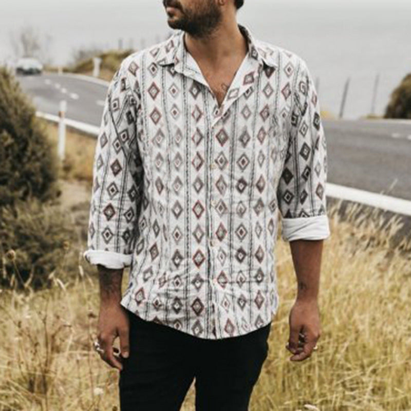 Casual Beach Print Long Sleeve Saor Style