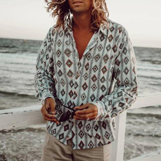 Casual Beach Print Long Sleeve Saor Style