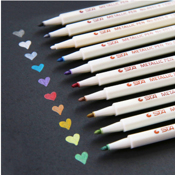 STA 10 Colors Metallic Marker Pen Set DIY Scrapbooking Crafts Card Making Brush  Round Head Art Pen For Drawing GND Products