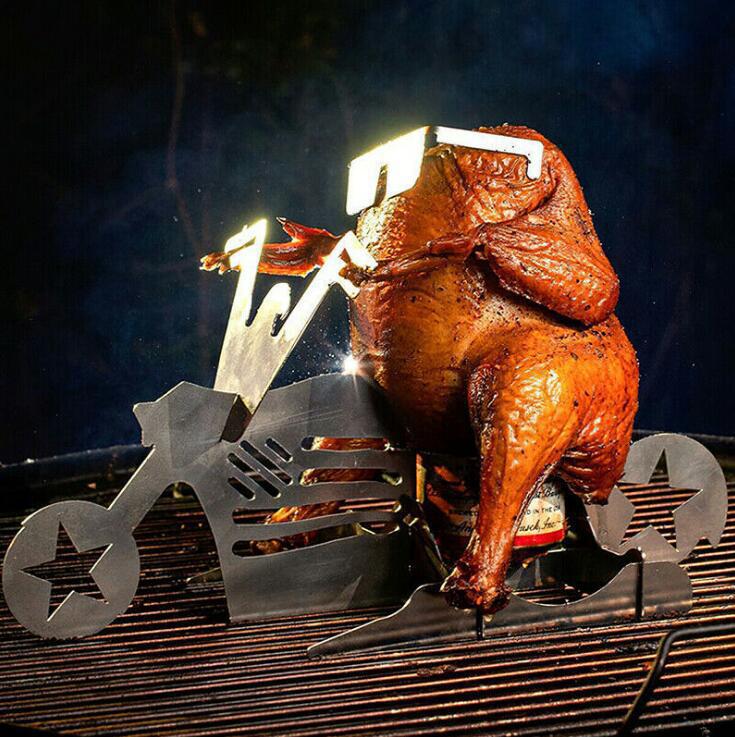 Chicken Stand Beer Funny American Motorcycle BBQ Steel Rack Tools Funny Roast Chicken Rack Grilling Roast Rack GND Products