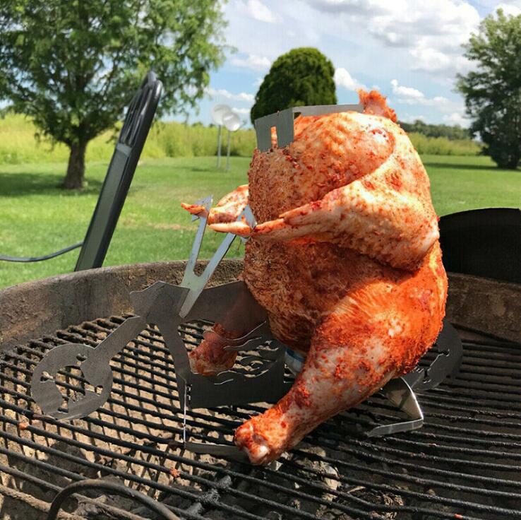 Chicken Stand Beer Funny American Motorcycle BBQ Steel Rack Tools Funny Roast Chicken Rack Grilling Roast Rack GND Products