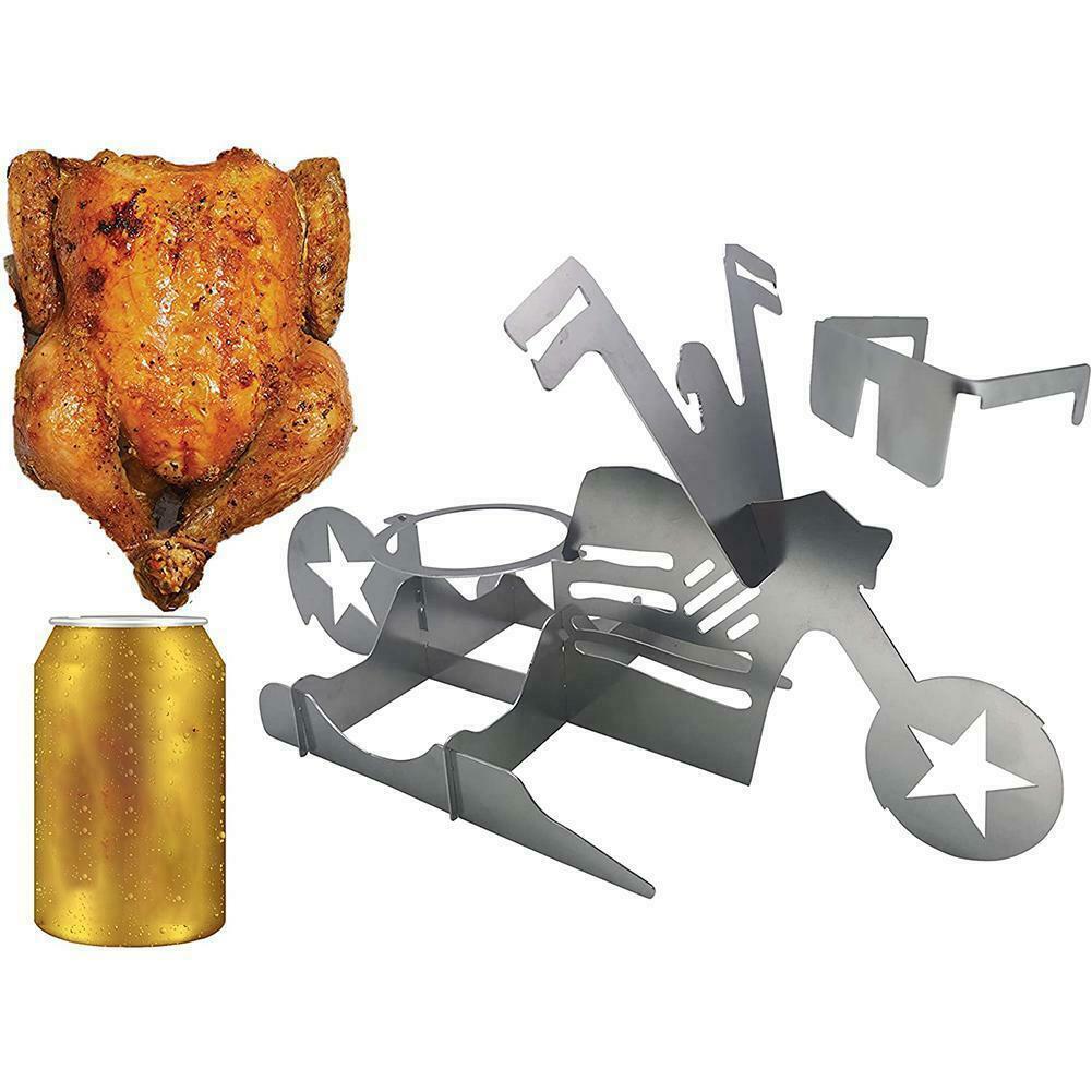 Chicken Stand Beer Funny American Motorcycle BBQ Steel Rack Tools Funny Roast Chicken Rack Grilling Roast Rack GND Products