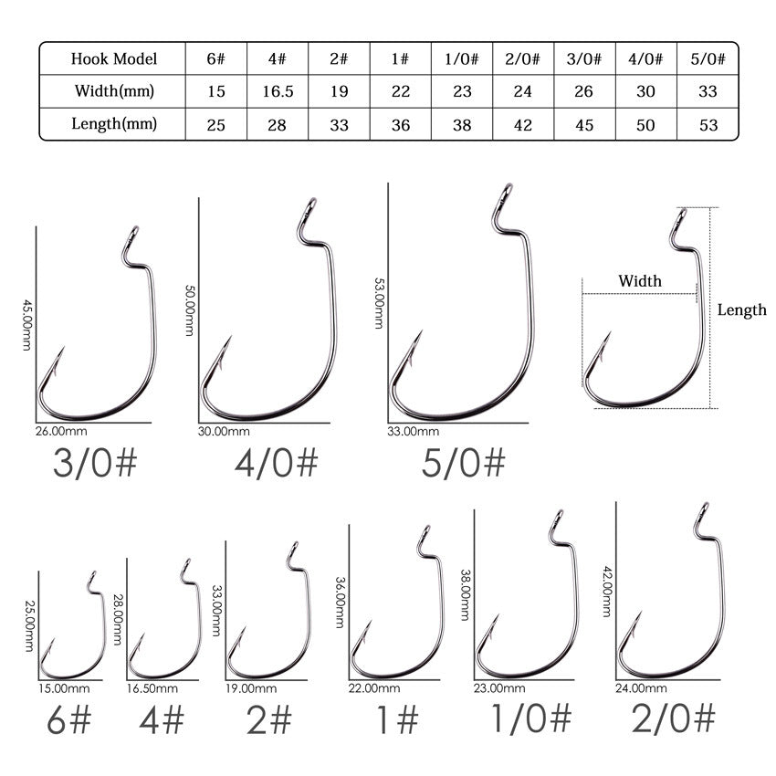 High Carbon Steel Soft Insect Lure Bait Sea Fishing Grouper Narrow Wide Belly Crank Hook Fish Hook GND Products