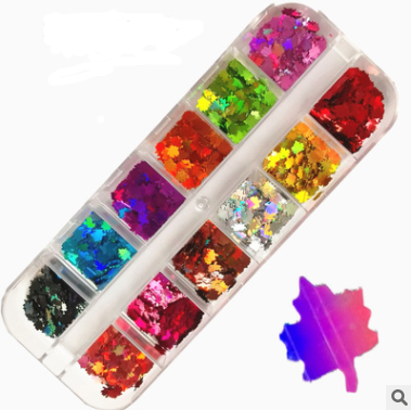 Cross-Border Hot Sale Nail Art Butterfly Sequin Thin Net Red Eye Makeup Patch Laser Symphony Glitter Powder 12 Color Set GND Products