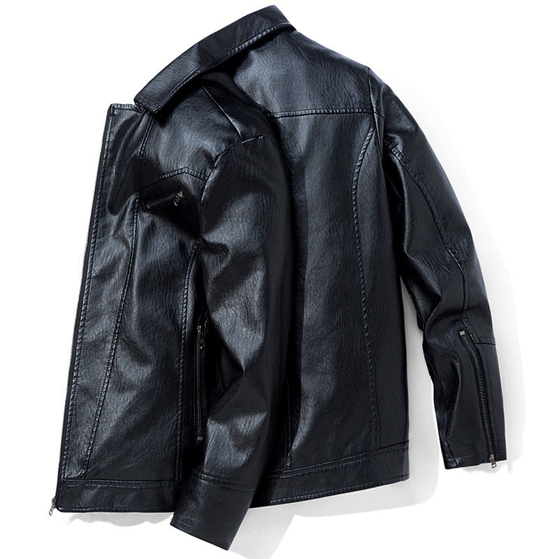Men's PU Leather Jackets Leather Suits Thin Washable Leather Jackets