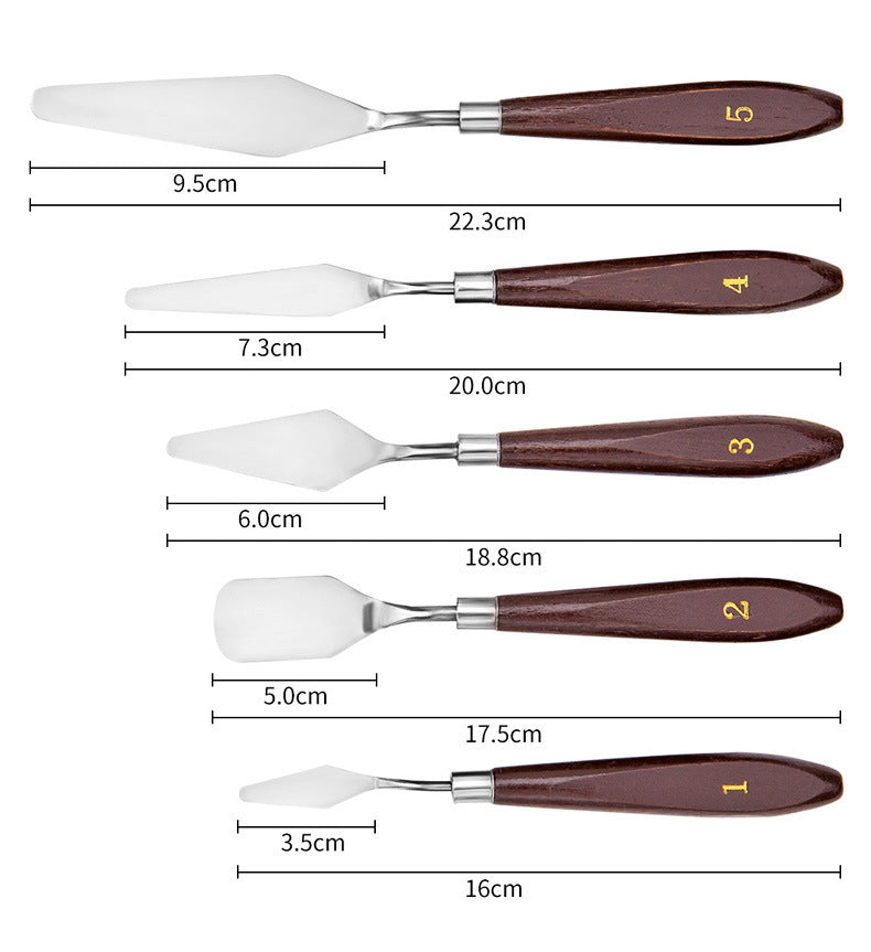 Fine Art Oil Painting Scraper Paint Spatula Stainless Steel Paint Picking Knife 5 Piece Set GND Products