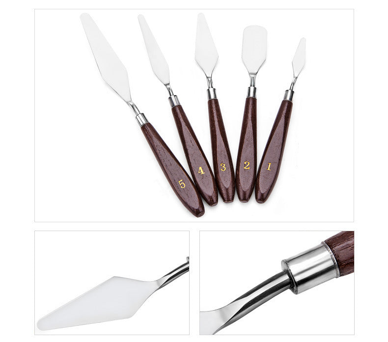 Fine Art Oil Painting Scraper Paint Spatula Stainless Steel Paint Picking Knife 5 Piece Set GND Products