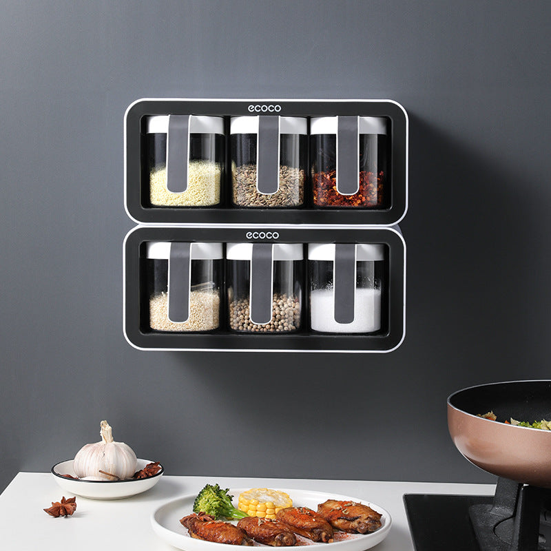 Kitchen Spice Rack Jar Free Perforated Spice Box Wall-Mounted Spice Box Set Household Spice Jar Storage Box GND Products